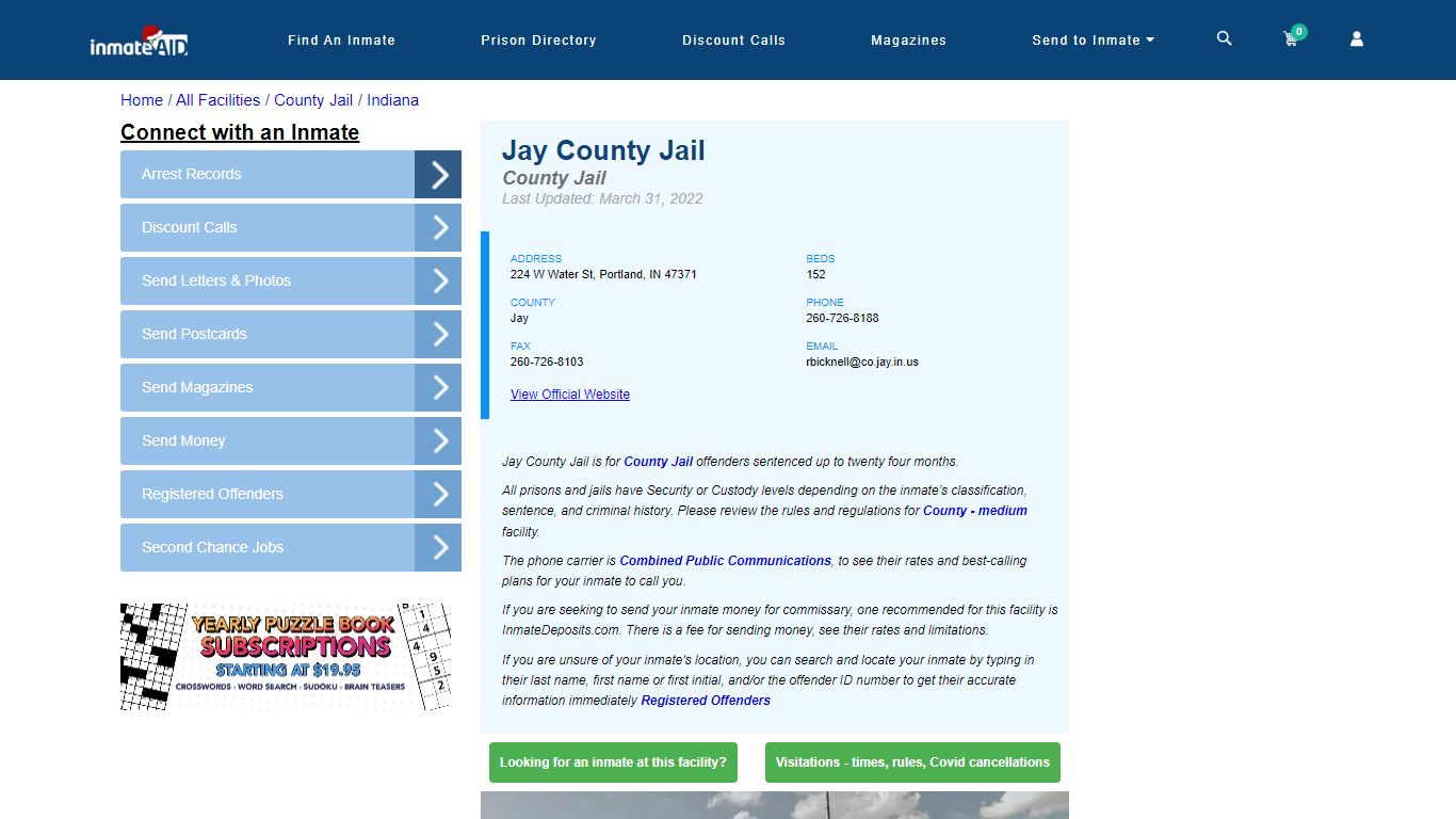 Jay County Jail - Inmate Locator - Portland, IN